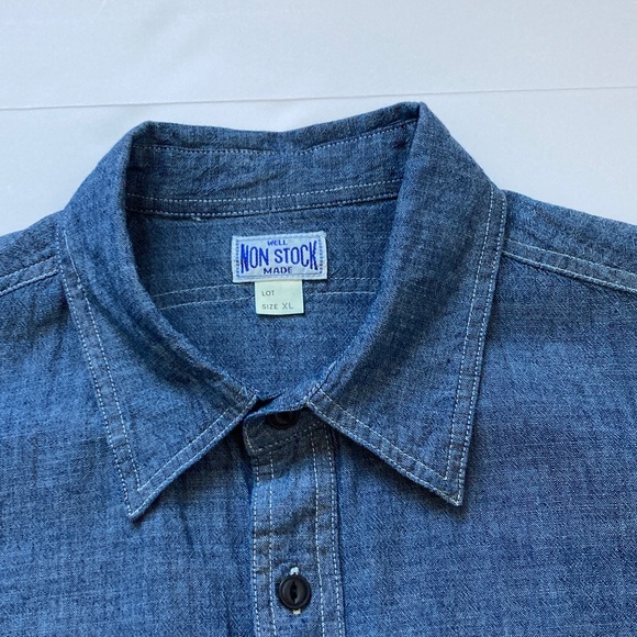 Well Made Non Stock 1942 Model Workwear Retro Button up Chambray shirt Amekaji - Picture 8 of 13